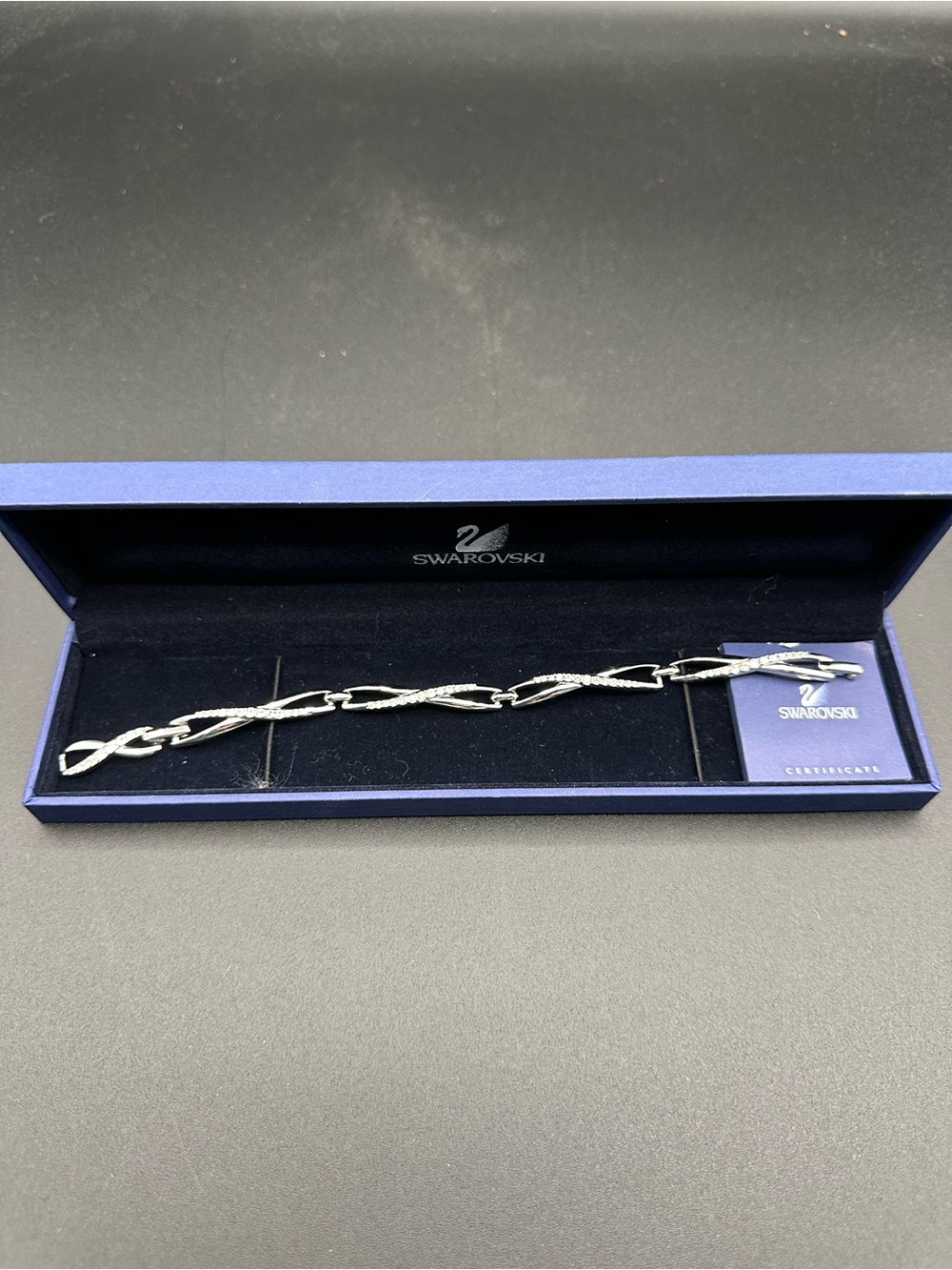 Swarovski Geometric Bangle Crystal Bracelet NIB Rhodium Tone and SPARKLY!!